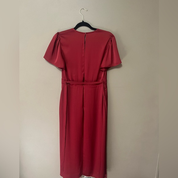 Red Satin Side Slit Dress - - Express Size 8 - Picture 3 of 5